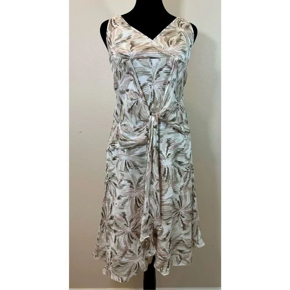 Armani Collezioni 100% Silk Sleeveless Waist Wrap Lined Midi Dress Size 10